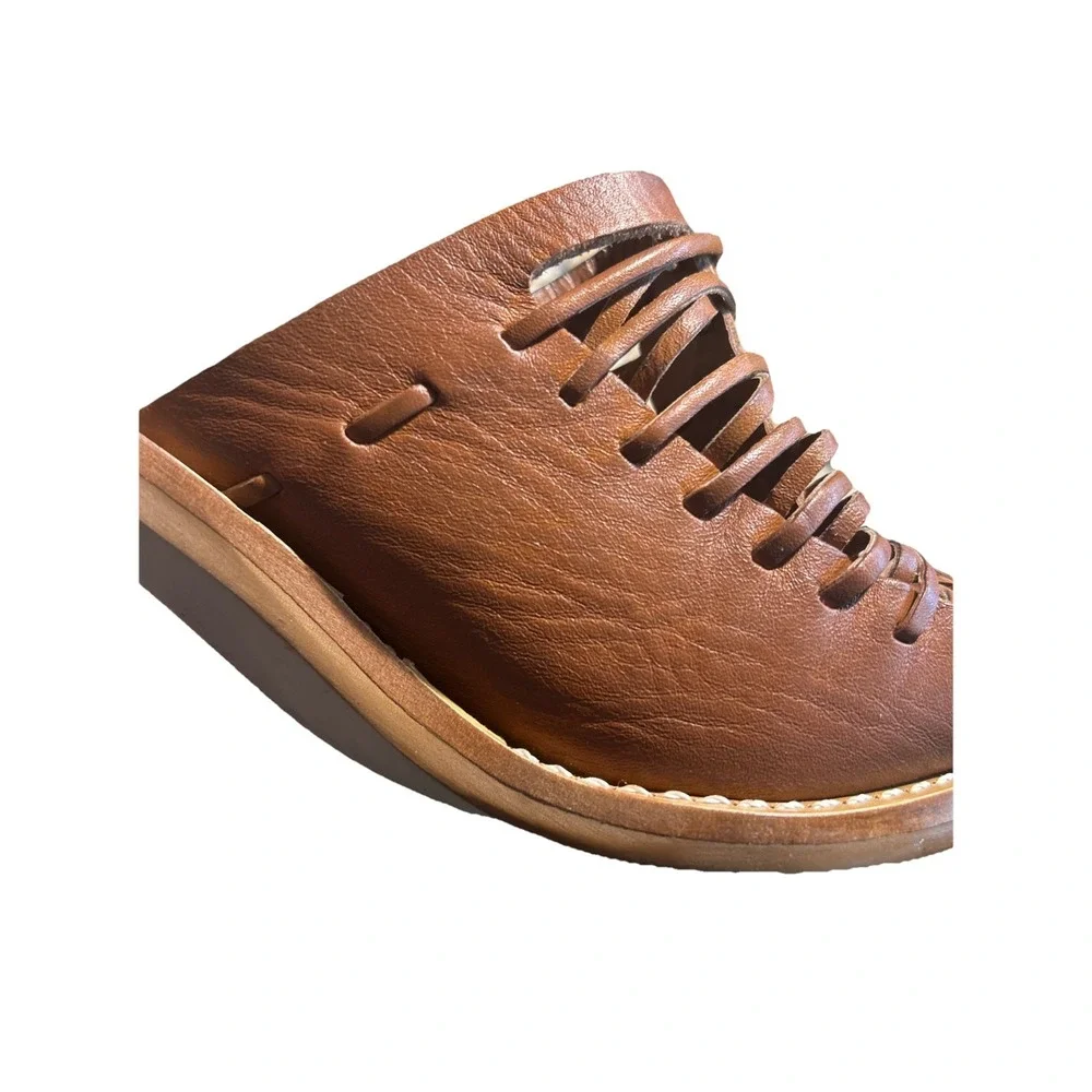 J. CREW MARLOW HUARACHE MULES Leather Light Blush 3.5